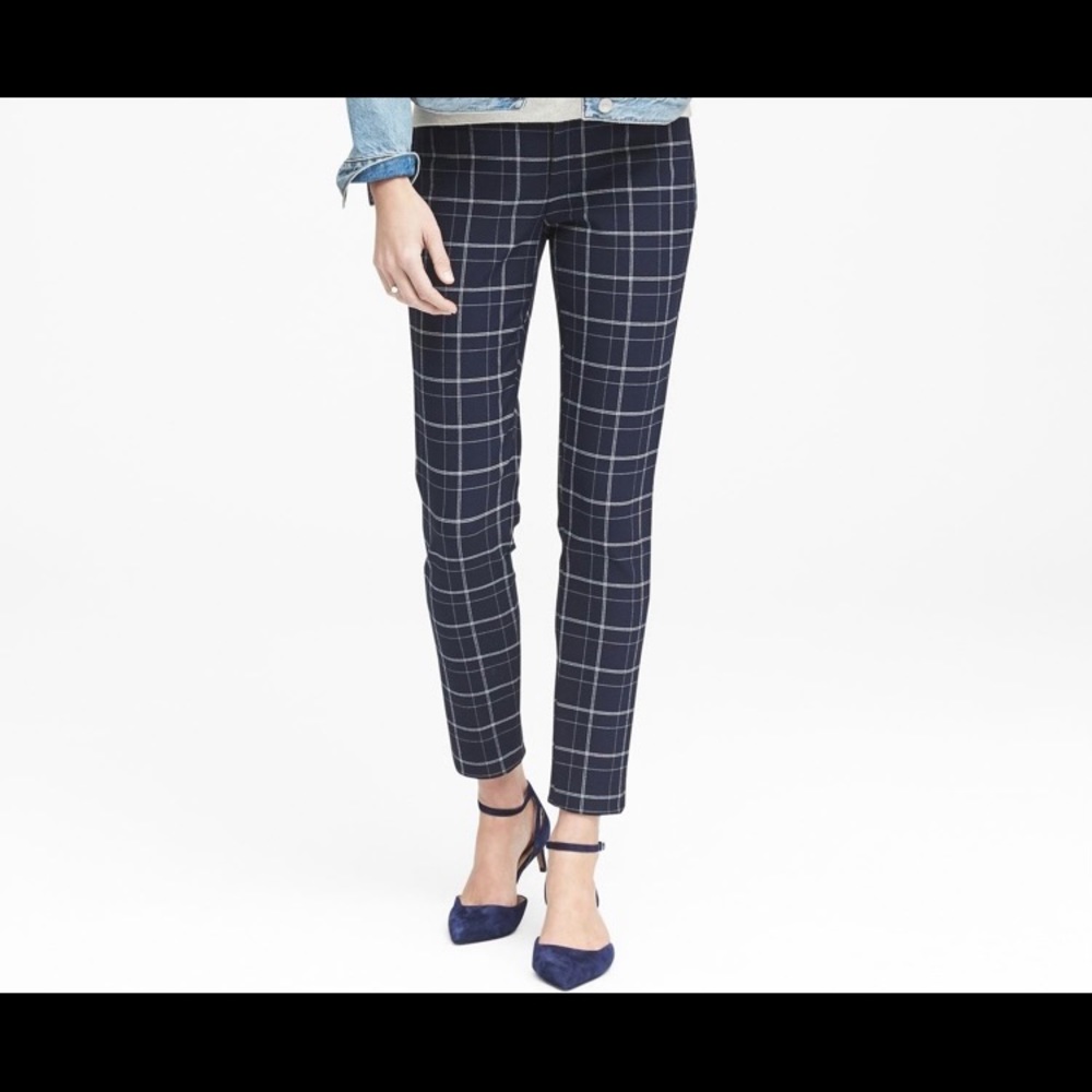 Banana Republic Sloan Blue Plaid Pants Sz 4